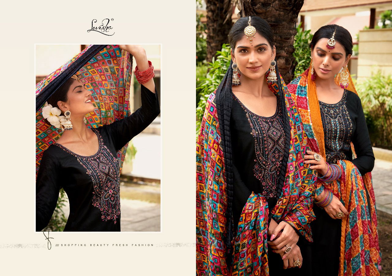 Black Special By Levisha Rayon Dress Material Catalog